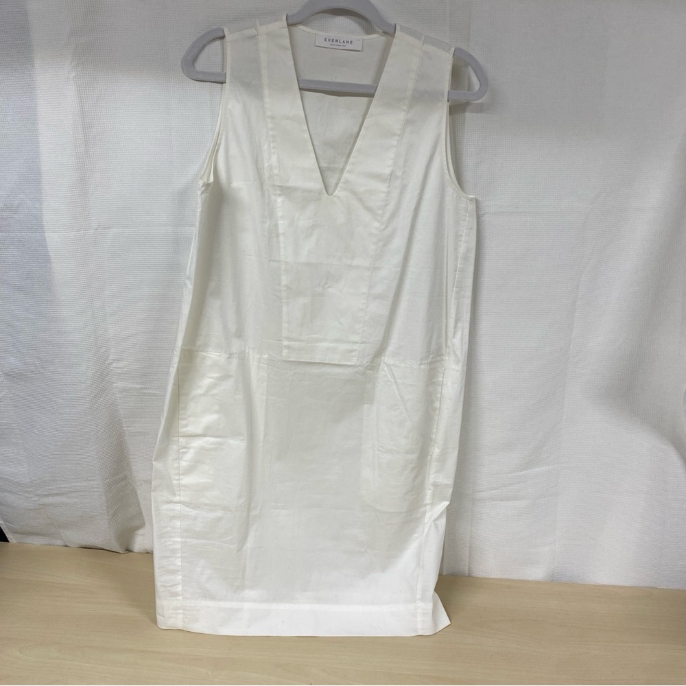 Everlane White Sleeveless Shift Dress Women’s Size 6 Minimalist Midi
